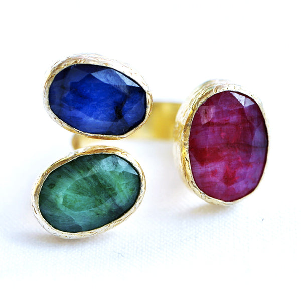 Emerald, Ruby and Sapphire Ring