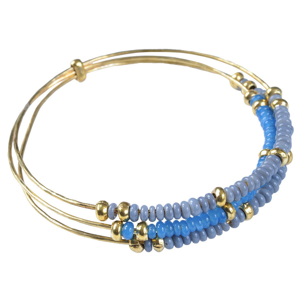 Blue Recycled Glass Trilogy Bangle
