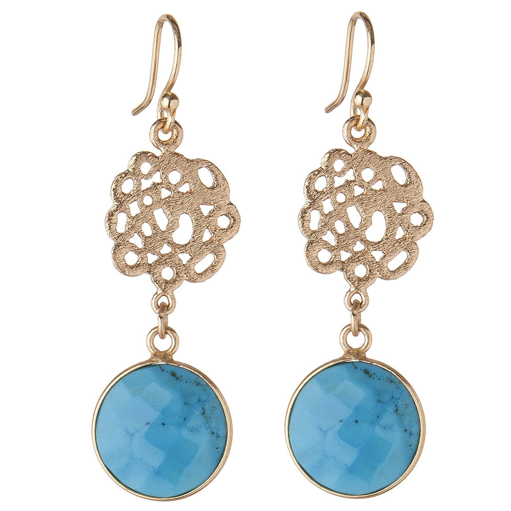 Cutwork & Turquoise Earrings