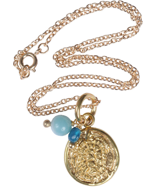 Turtle Coin Necklace with Amazonite & Apatite