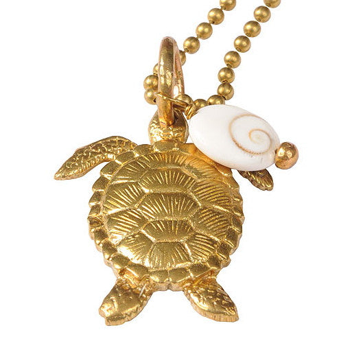 Turtle Pendant Necklace with Shell