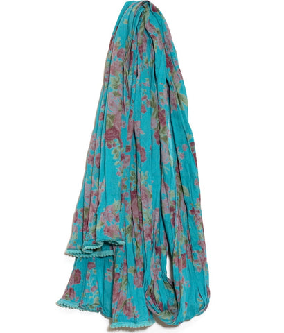 Ultramarine Vintage Rose Print Scarf