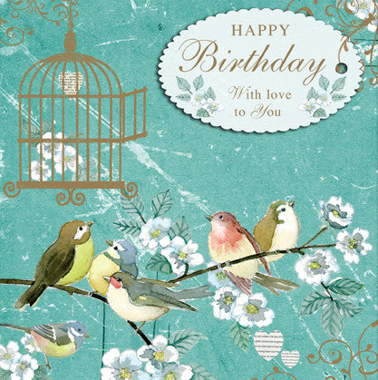 Vintage Birds Happy Birthday