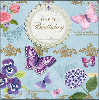 Vintage Butterflies Happy Birthday