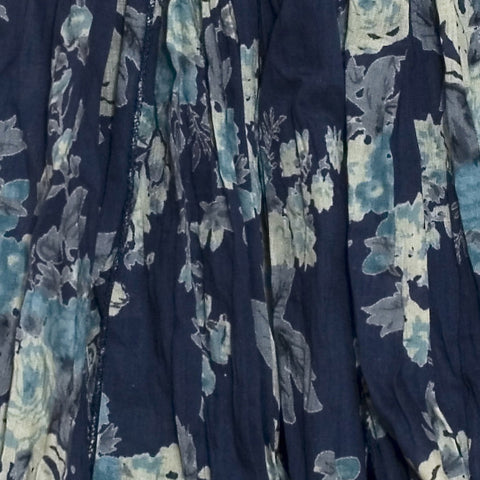 Dark Blue Rose Printed Long Kimono