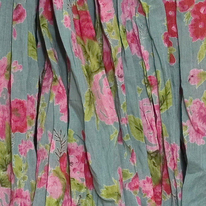 Sea Green Rose Printed Fabric
