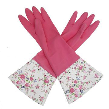 Vintage Pink Rose Washing Up Gloves