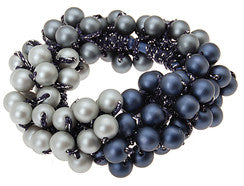 Hand Beaded Navy Pearl Hair Tie