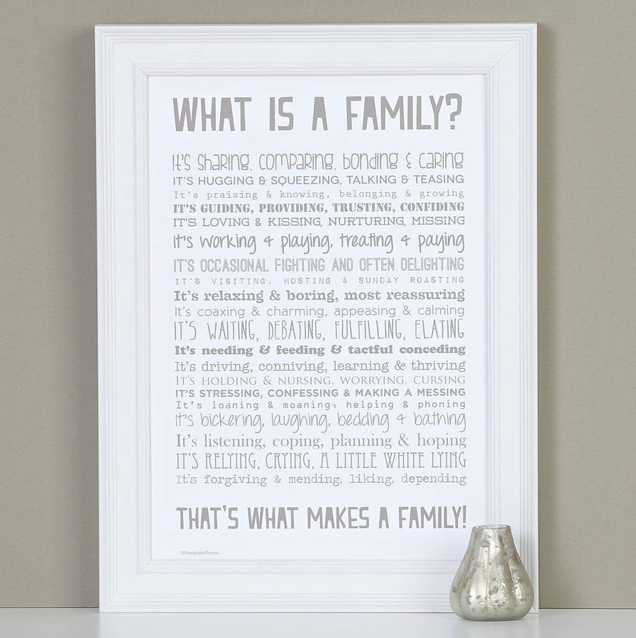 'What Is A Family?' Poem Print