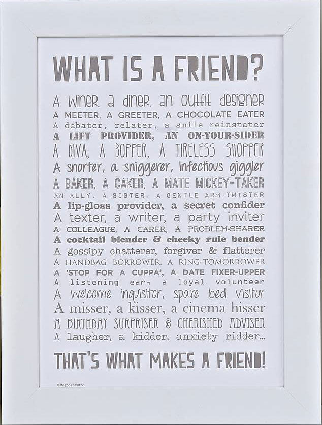 'What Is A Friend?' Poem Print
