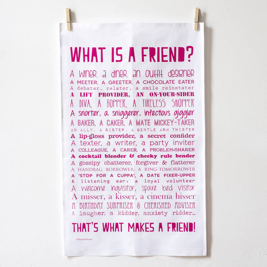 What is a Friend Poem Tea Towel