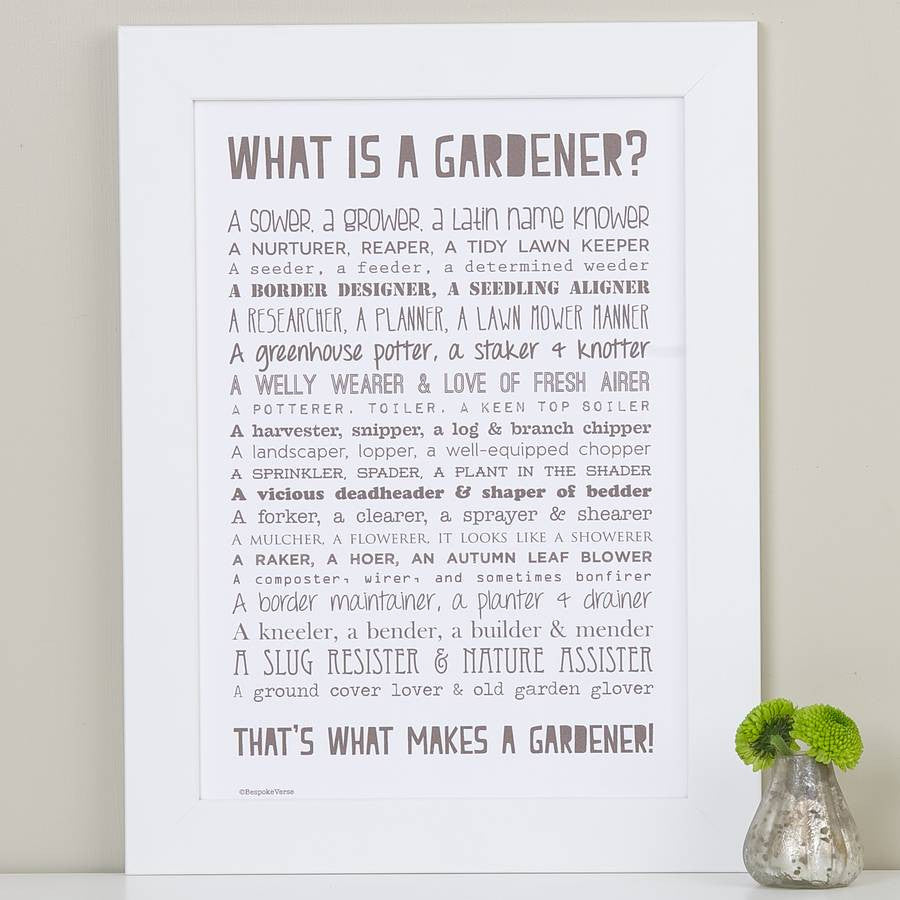 Gardener Poem Print