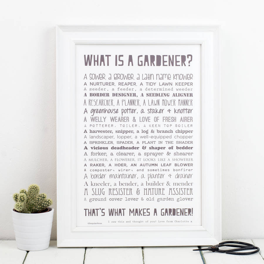 Gardener Poem Print