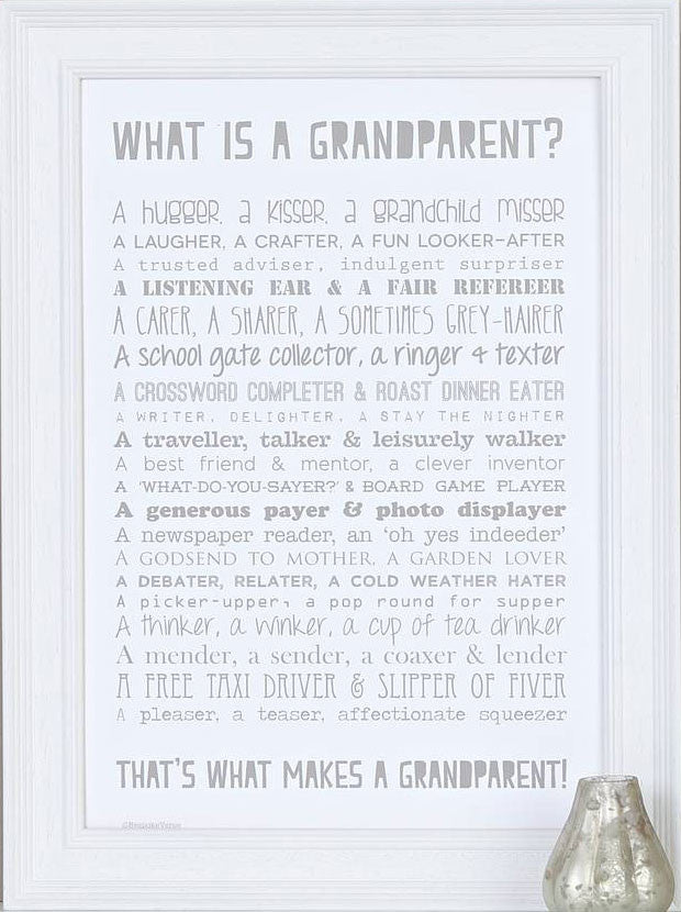 'What Is A Grandparent?' Poem Print