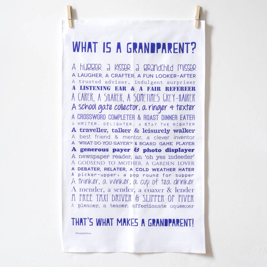 What is a Grandparent Poem Tea Towel