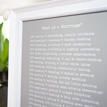 'What Is A Marriage?' Poem Print