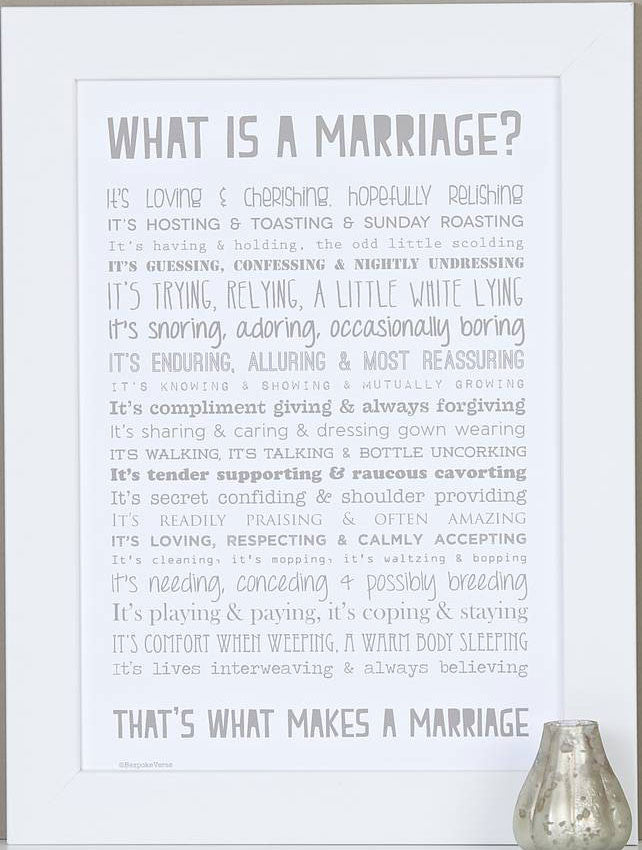 'What Is A Marriage?' Poem Print