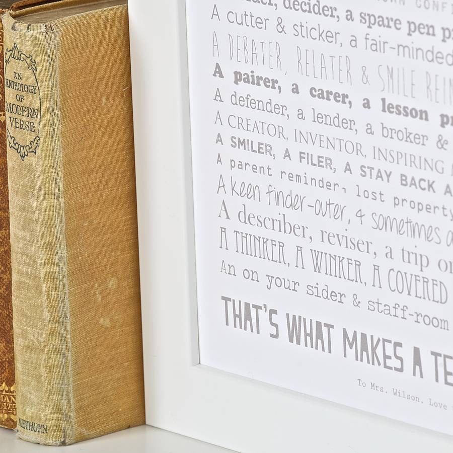 'What Is A Teacher?' Poem Print