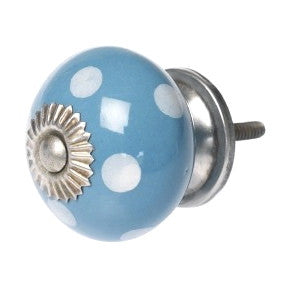 White Spot Blue Ceramic Drawer Knob