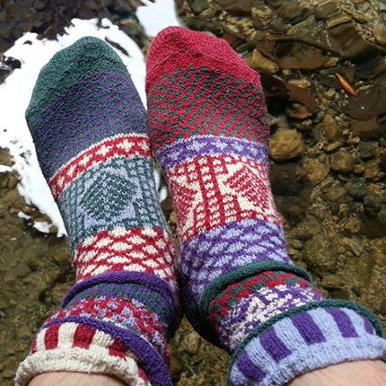 Winterberry Mismatched Knitted Socks