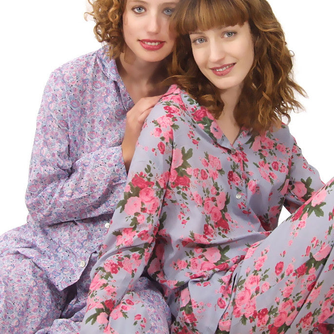 Smoky Blue Rose Printed Pyjamas