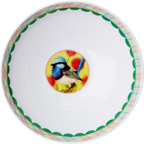 Yellow Japanese Bird Print Melamine Bowl