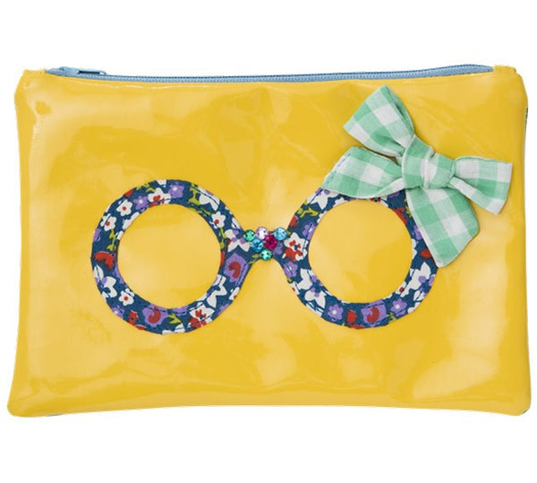 Yellow Cosmetic Bag with Spectacle Applique