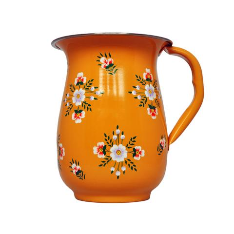 Yellow Tangerine Hand Painted Enamel Jug